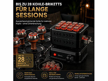 Duvence Duvence Shisha Kohlegrills: Profi-Shisha-Kohleanzünder für bis zu 28 Briketts, stufenlos, 1.200 W elektroniktrade Switzerland
