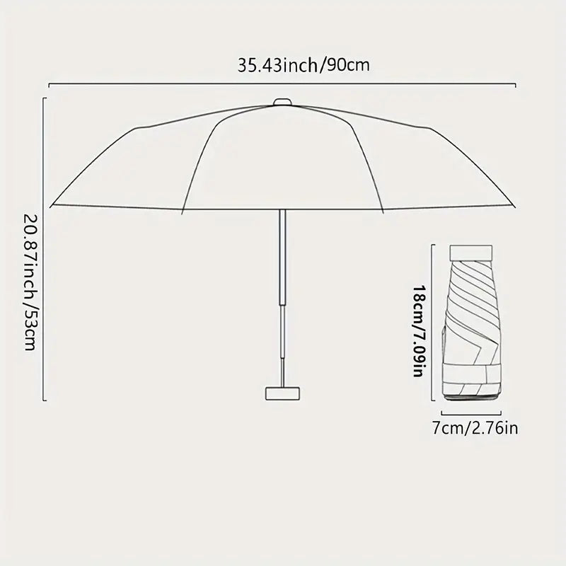 Kompakter UV-Schutz Mini-Reiseschirm mit Schutzhülle - Leicht, Windfest Hellblau
