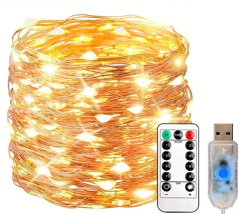 Twinkle Star 100 LEDs Kupferdraht-Lichterketten 10m Warmweiss