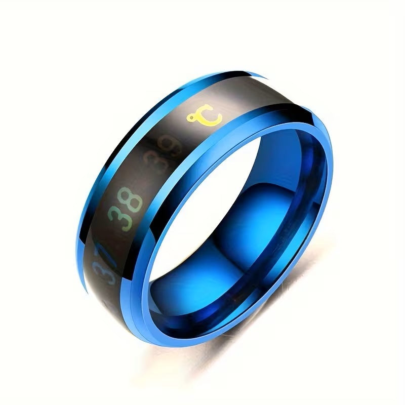 Intelligenter Edelstahlring mit Farbwechsel durch Temperatur für Herren Grösse 12