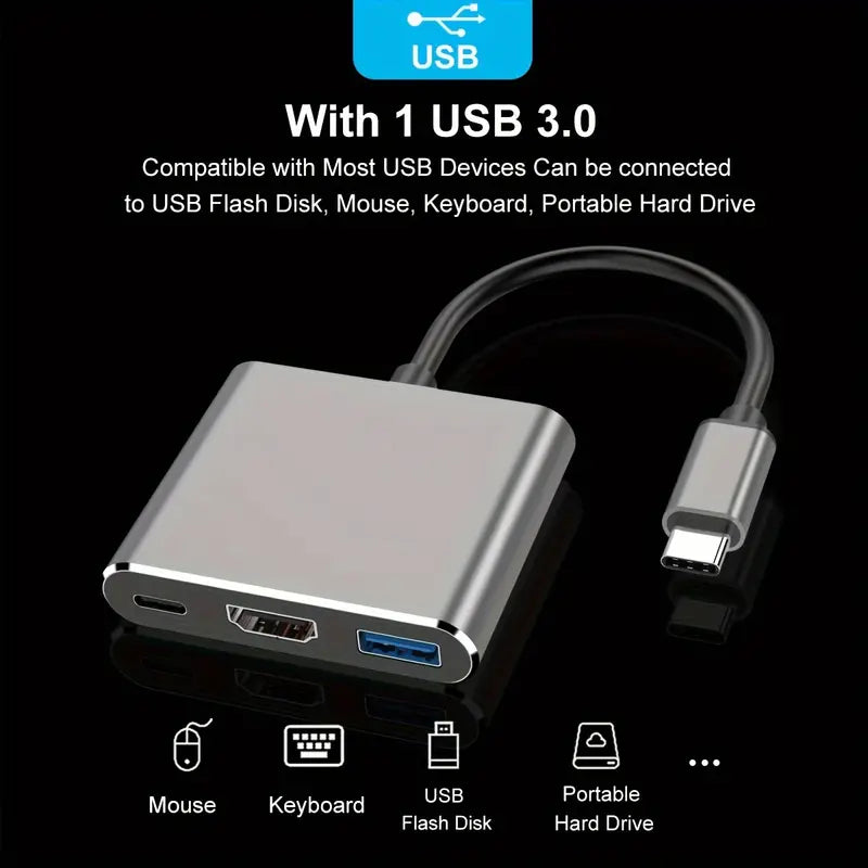 USB-C zu HDTV-Multiport-Adapter, Typ-C-Hub Thunderbolt 3 zu HDTV 4K-Ausgang