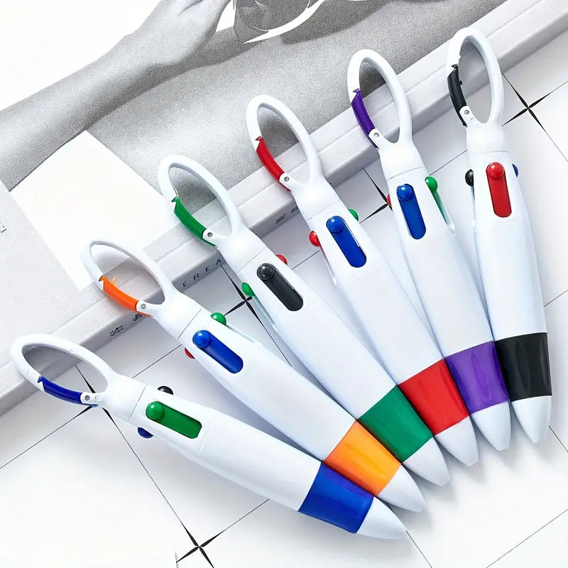 4 Farben Kugelschreiber mit Karabinerhaken