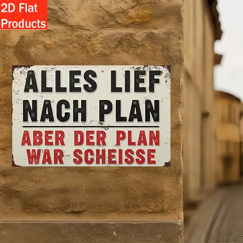 elektroniktrade 2D-Flaches Dekoschild aus Holz „Alles lief nach Plan, aber der Plan war scheisse“ elektroniktrade Switzerland