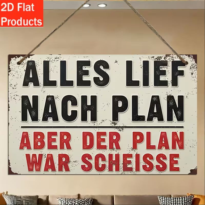 elektroniktrade 2D-Flaches Dekoschild aus Holz „Alles lief nach Plan, aber der Plan war scheisse“ elektroniktrade Switzerland