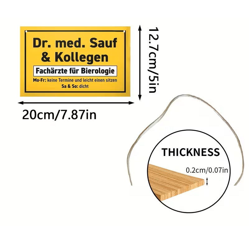 Elektroniktrade 2D Flaches Lustiges Holzschild „Dr. med. Sauf & Kollegen“ Elektroniktrade Switzerland