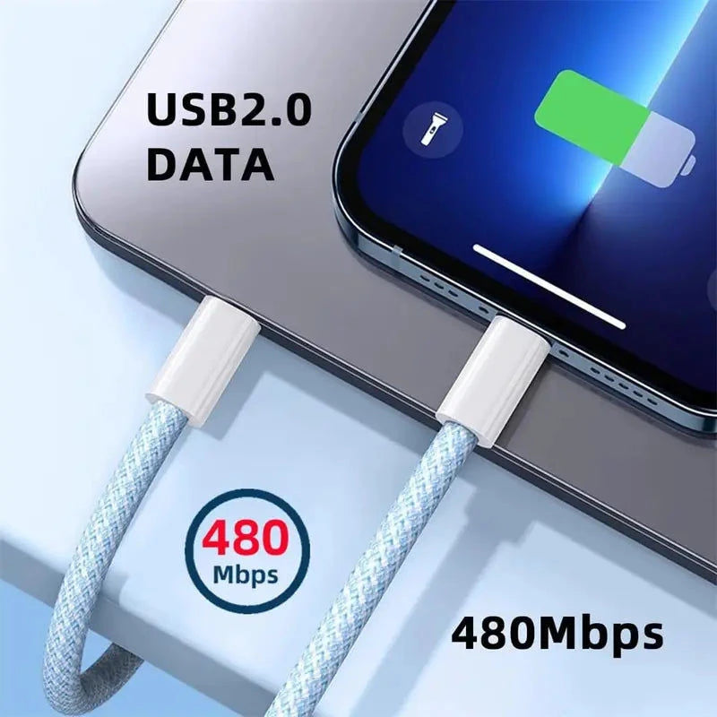 Elektroniktrade 2m 60W Schnellladekabel USB-C zu USB-C für iPhone/Android/ Blau oder Grün Elektroniktrade Switzerland