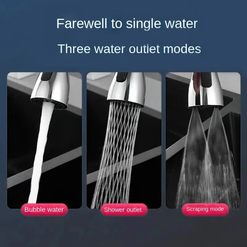 Elektroniktrade 3-Modus-Drehbarer Wasserhahnen Aufsatz mit Sprühdüse Schwarz Elektroniktrade Switzerland