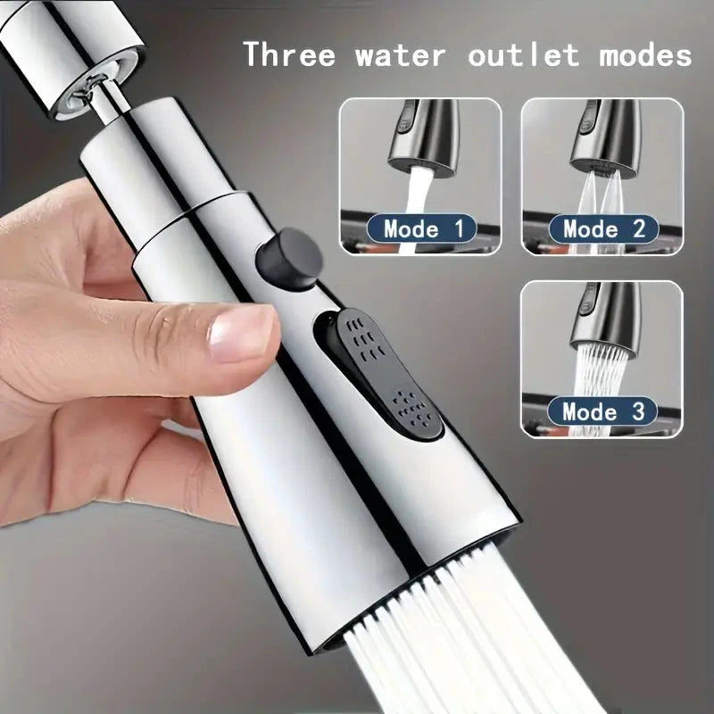 Elektroniktrade 3-Modus-Drehbarer Wasserhahnen Aufsatz mit Sprühdüse Schwarz Elektroniktrade Switzerland