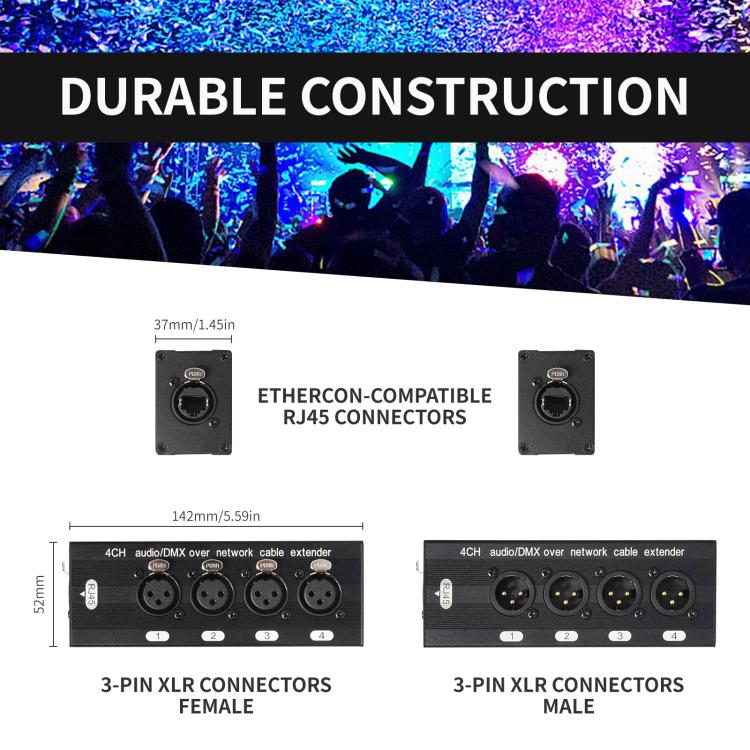 Elektroniktrade 4-Kanal XLR-Stecker auf Buchse Expander-Splitter-Breakout-Box RJ45 Ethernet-Erweiterung Elektroniktrade Switzerland
