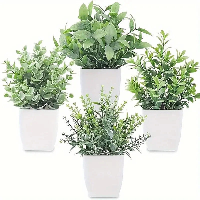 Elektroniktrade 4er-Set künstliche Pflanzen - Plastikblumen in Töpfen für Zuhause und Bürodekoration Elektroniktrade Switzerland