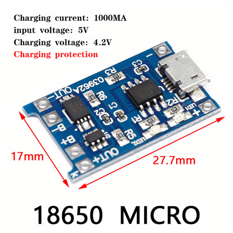 Elektroniktrade 5 V 1 A MicroUSB 18650 TP4056 Lithium-Batterielademodul Elektroniktrade Switzerland