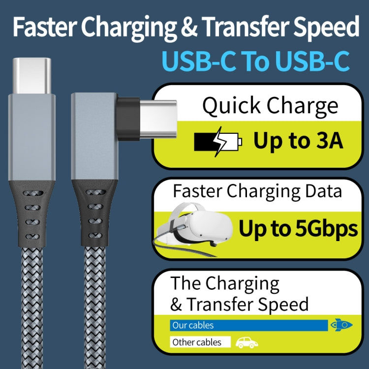 Elektroniktrade 6 m langes USB-C-/Typ-C-zu-USB-C-/Typ-C-Winkelstück, 5 Gbit/s, 60 W, USB 3.1 Gen1, Schnellladen & Daten Synchro. Elektroniktrade Switzerland