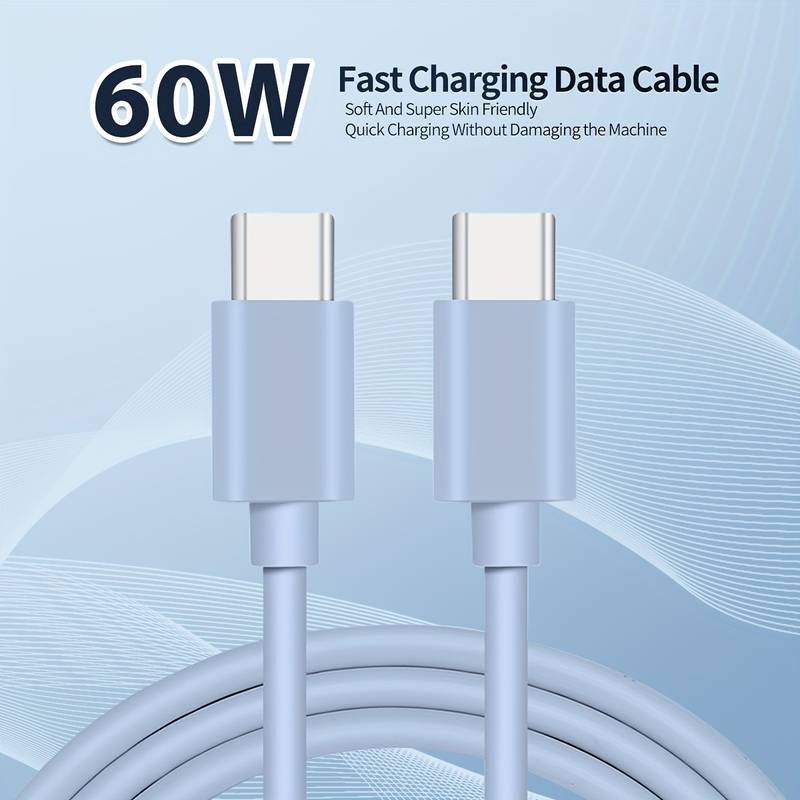 Elektroniktrade 60W USB-C-zu-USB-C-Kabel Macaron Blau Schnellladekabel  2m Elektroniktrade Switzerland