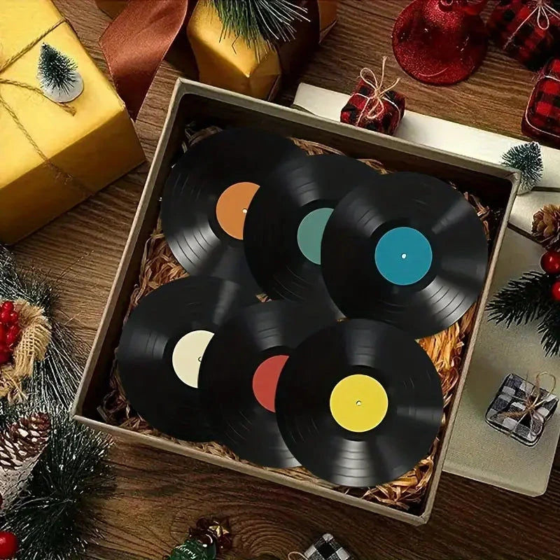 Elektroniktrade 6er-Set Klassische Musikschallplatten als Design Holzuntersetzer Elektroniktrade Switzerland