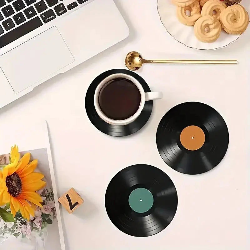 Elektroniktrade 6er-Set Klassische Musikschallplatten als Design Holzuntersetzer Elektroniktrade Switzerland