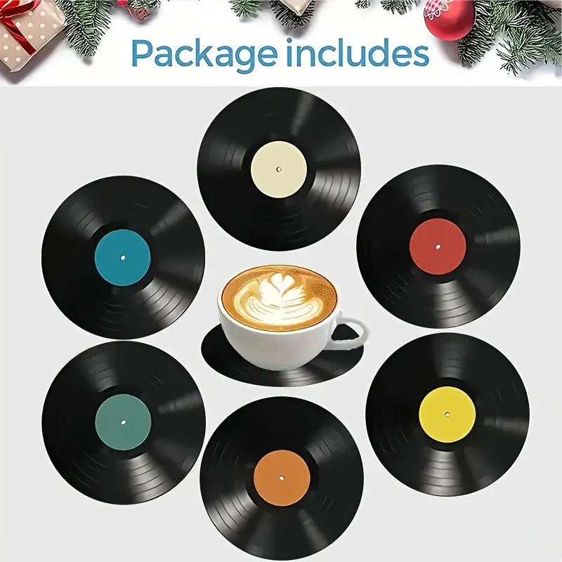 Elektroniktrade 6er-Set Klassische Musikschallplatten als Design Holzuntersetzer Elektroniktrade Switzerland