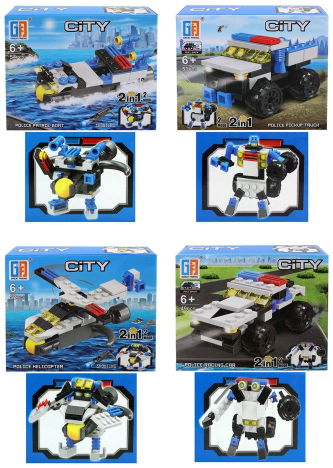 Elektroniktrade Bausteine 2 in 1 Polizei, Roboter - in Box ca 14x11,5x4cm elektroniktrade Switzerland