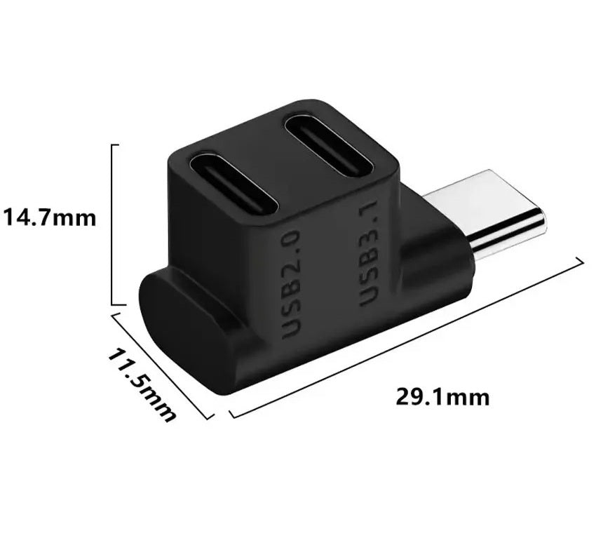 Elektroniktrade Dual USB-C Adapter 90° – 4K@60Hz, 100W, USB 3.1 Gen2, Plug & Play Elektroniktrade Switzerland