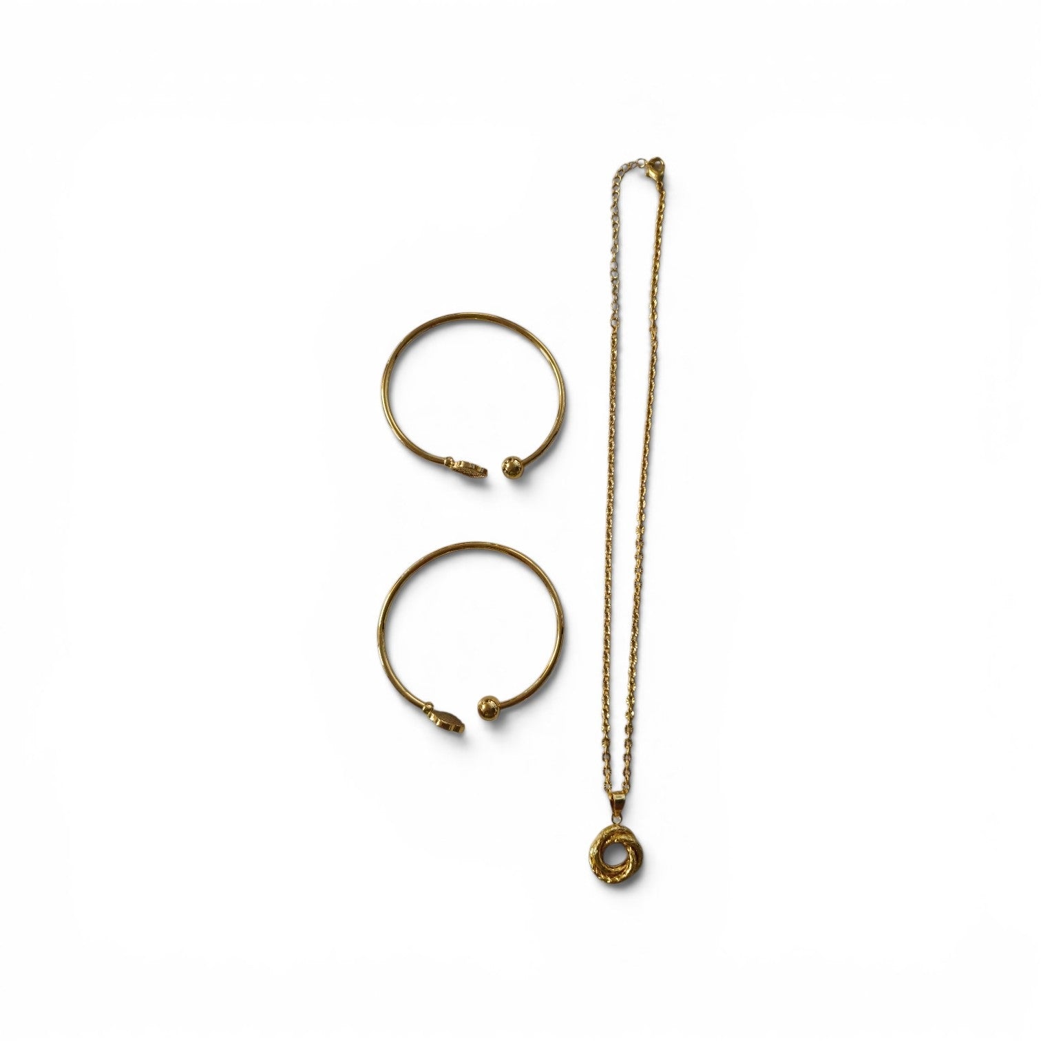 elektroniktrade Elegantes Schmuckset Goldfarben – Halskette mit Ring-Anhänger & Creolen für Damen elektroniktrade Switzerland