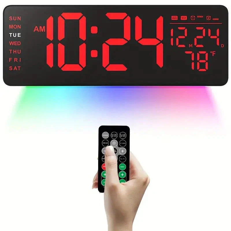 Elektroniktrade Große 12.5" Multifunktion Farb Digital Wanduhr mit Wecker elektroniktrade Switzerland