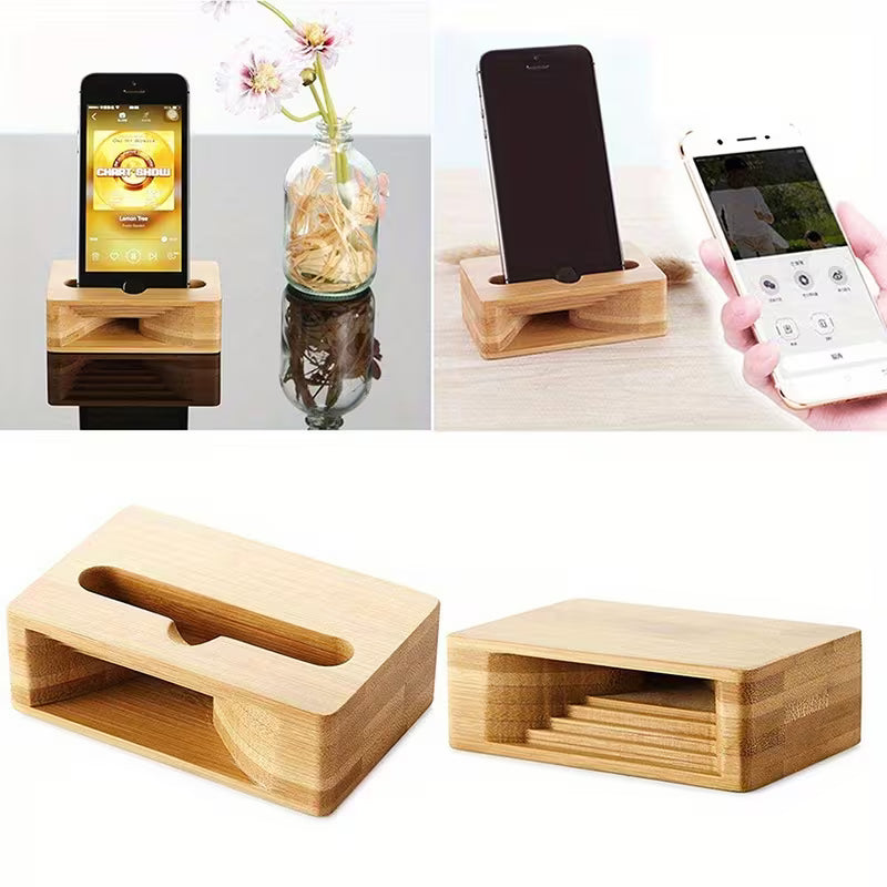 Elektroniktrade Handyhalterung mit Ständer und Verstärker | Holz- und Bambus-Design Elektroniktrade Switzerland