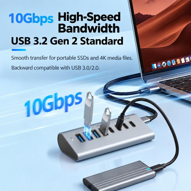 elektroniktrade HAS-4A4C 4 USB-A & 4 USB-C 10Gbps PD60W Max Output USB 3.2 HUB, HAS-4A4C elektroniktrade Switzerland