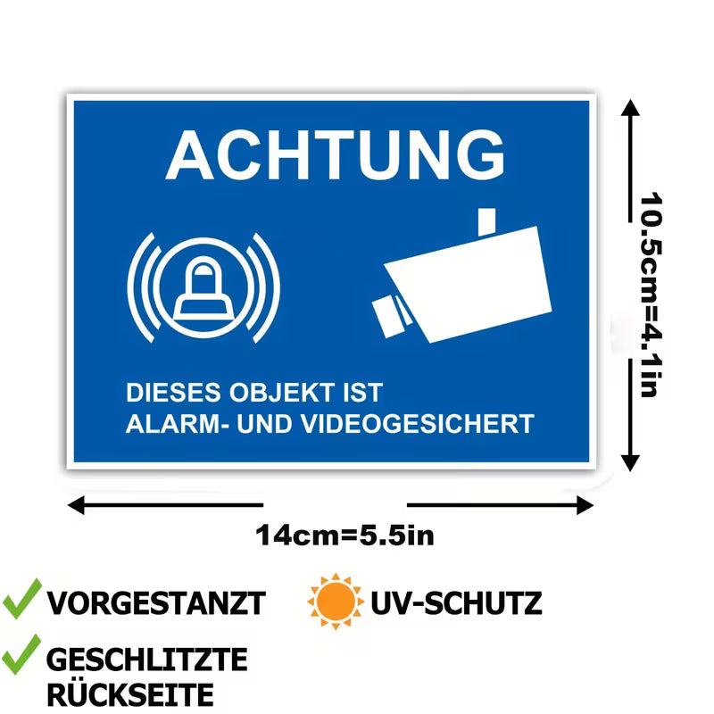 Elektroniktrade Hinweisschild Selbstklebend - Dieses Objekt ist Alarm- und Videogesichert elektroniktrade Switzerland