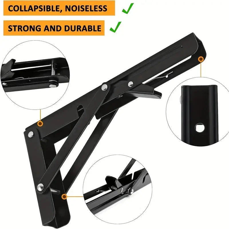 Elektroniktrade Hochleistungs-Edelstahl Regalhalterung Faltbar in Schwarz 200mm (8 Zoll) elektroniktrade Switzerland