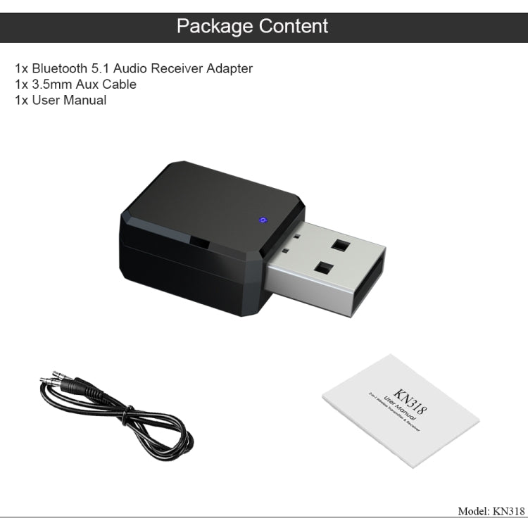 Elektroniktrade KN318 USB Bluetooth 5.1 Adapter Audio-Empfänger Elektroniktrade Switzerland