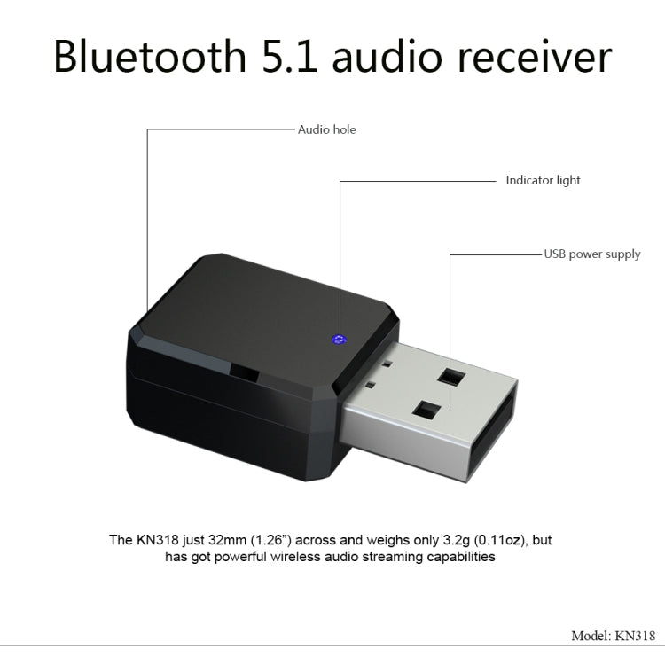 Elektroniktrade KN318 USB Bluetooth 5.1 Adapter Audio-Empfänger Elektroniktrade Switzerland