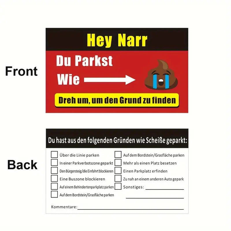 Elektroniktrade Lustige Parkplatz Erinnerung Warnung Lustige Karte 10 Stück 9*5,4 cm Elektroniktrade Switzerland