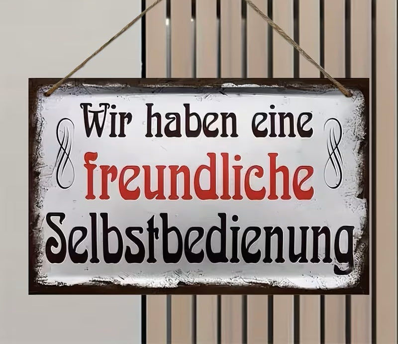 Elektroniktrade Lustiges Vintage Holzschild - "Wir Haben eine Freundliche Selbstbedienung" Elektroniktrade Switzerland