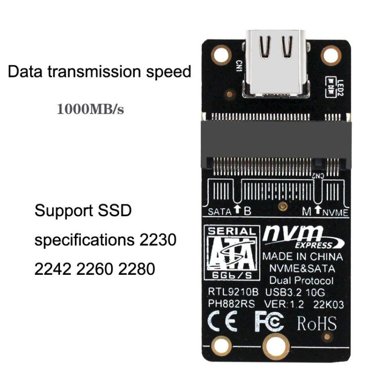 elektroniktrade M.2 NVME Festplattenbox Übertragungskarte RTL9210B Chip Typ-C / USB-C USB3.1 Gen2 10 Gbit/s elektroniktrade Switzerland