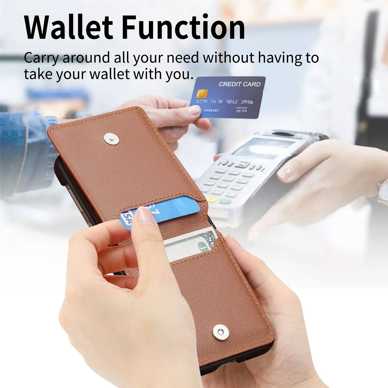 Elektroniktrade Magnet Ringhalter Kreditkarten Case für Oppo Find N2 Flip 5G (Braun) Elektroniktrade Switzerland