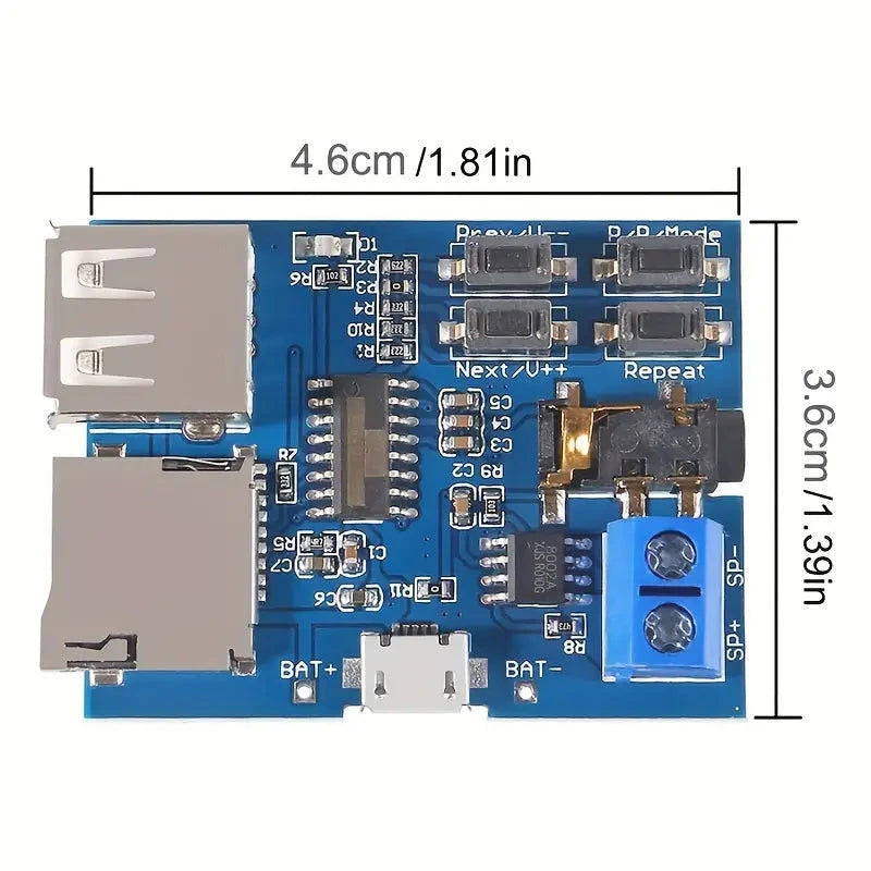 Elektroniktrade MP3 Decoder Player Modul Mit Audio Verstärker Platine MicroUSB Power Elektroniktrade Switzerland