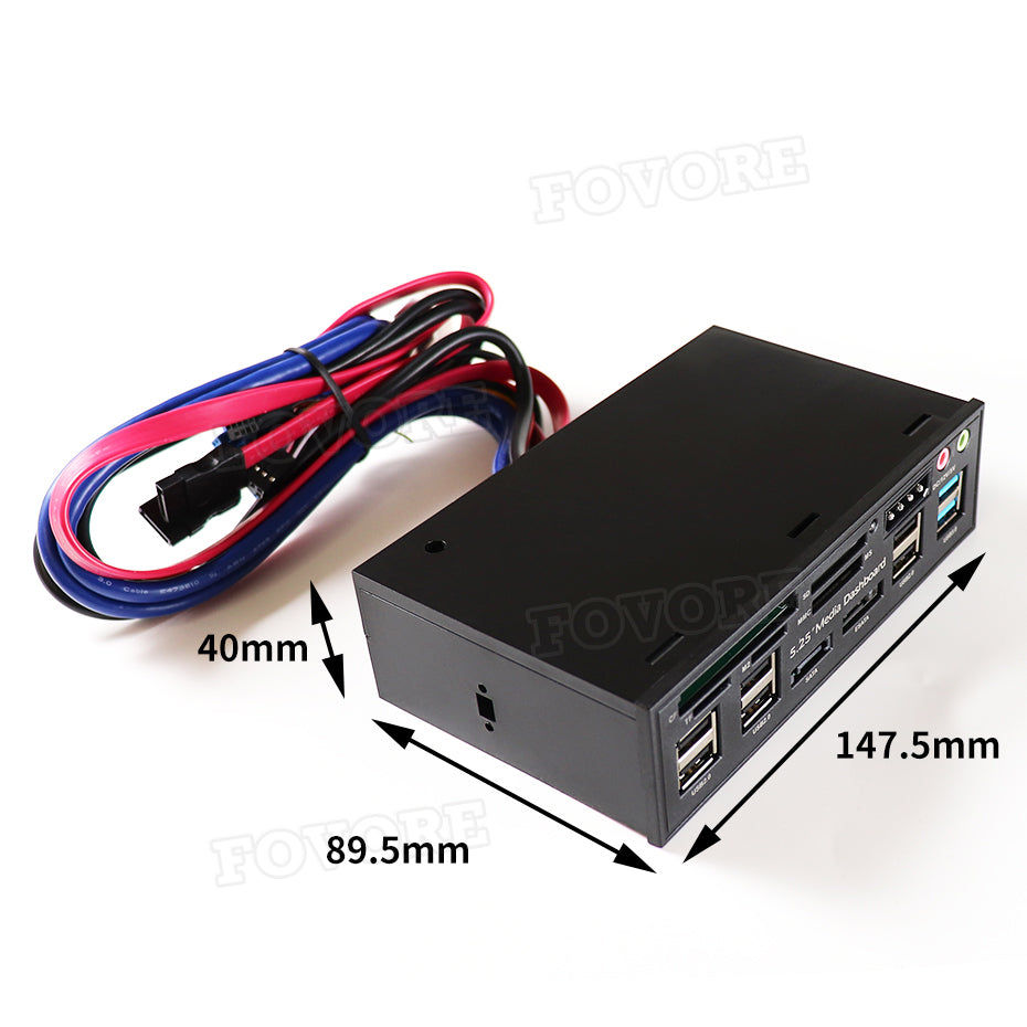 Elektroniktrade Multifunktion 5.25 "Media Dashboard Kartenleser USB 2,0 USB 3,0 Front Panel Elektroniktrade Switzerland