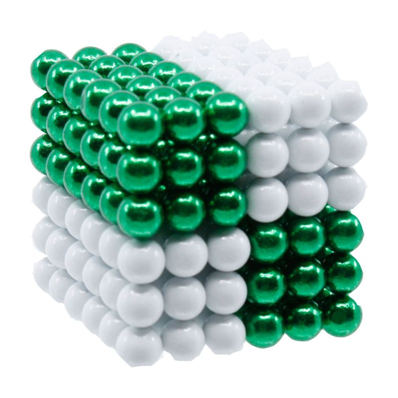 Elektroniktrade Neocube aus 5 mm Magnetkugeln - Grün-Weiß - Set mit 216 Kugeln zum Würfel geformt Elektroniktrade Switzerland