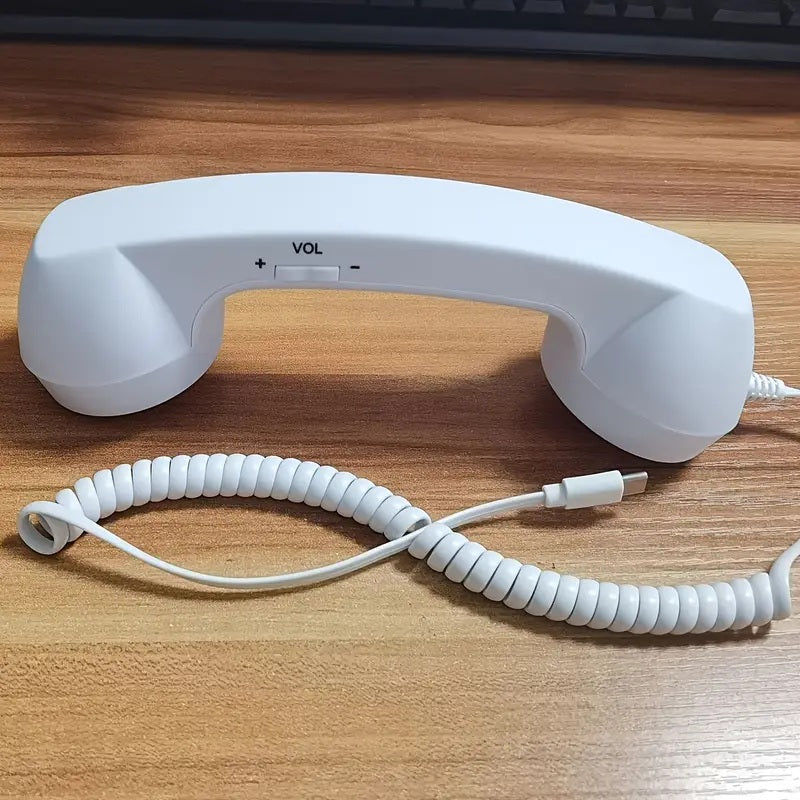 Elektroniktrade Neuer Retro Telefon Hörer - Kopfhörer mit Typ-C Stecker in Weiss Elektroniktrade Switzerland