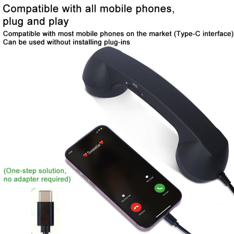 elektroniktrade Retro-Telefon mit Mikrofon und Typ-C-Stecker, strahlungsabweisender Handy-Hörer, Type-C elektroniktrade Switzerland