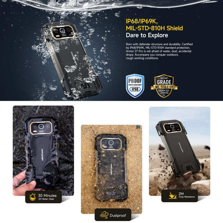 Elektroniktrade Robustes Ulefone Armor 27 Pro-Telefon, 12 GB + 256 GB, Nachtsicht, 10600 mAh, 6,78 Zoll Android 14 MediaTek Dimensity 6300 Octa Core, Netzwerk: 5G, NFC, Armor 27 Pro Elektroniktrade Switzerland