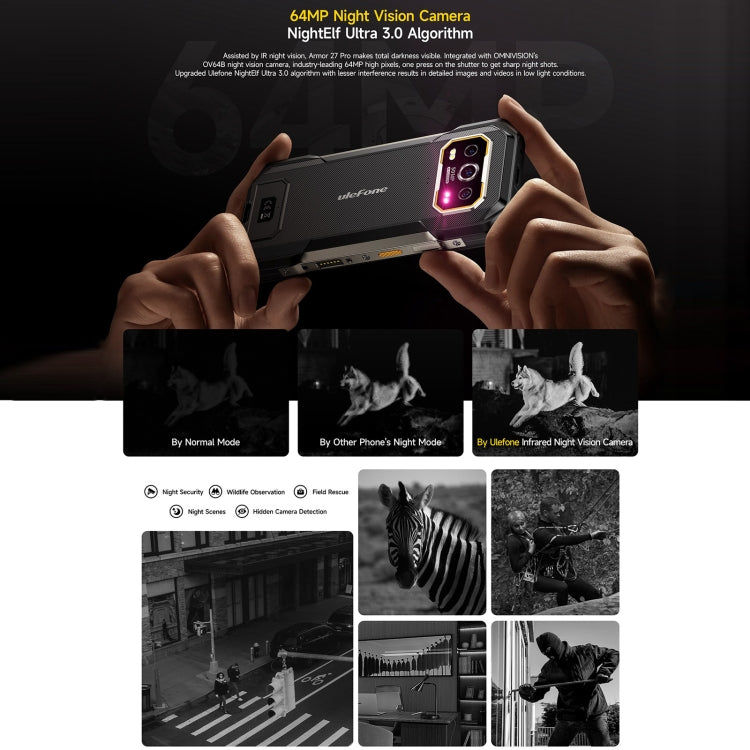 Elektroniktrade Robustes Ulefone Armor 27 Pro-Telefon, 12 GB + 256 GB, Nachtsicht, 10600 mAh, 6,78 Zoll Android 14 MediaTek Dimensity 6300 Octa Core, Netzwerk: 5G, NFC, Armor 27 Pro Elektroniktrade Switzerland