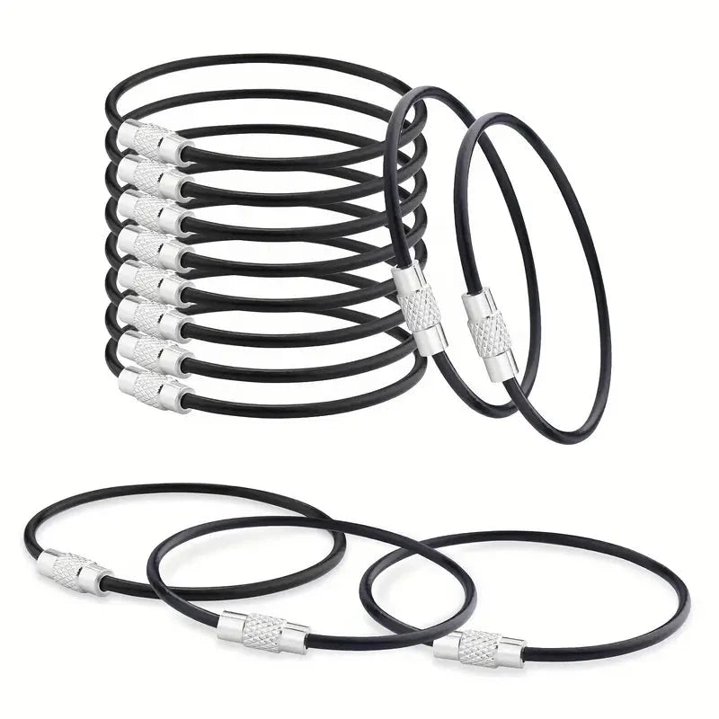 Elektroniktrade Schlüsselanhänger-Kabelring aus Stahldraht in Schwarz 15cm lang Elektroniktrade Switzerland