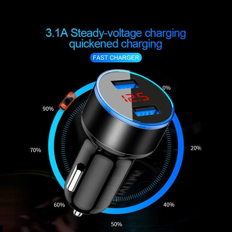 Elektroniktrade Smartes Dual USB Auto Lade Adapter mit mini Display elektroniktrade Switzerland