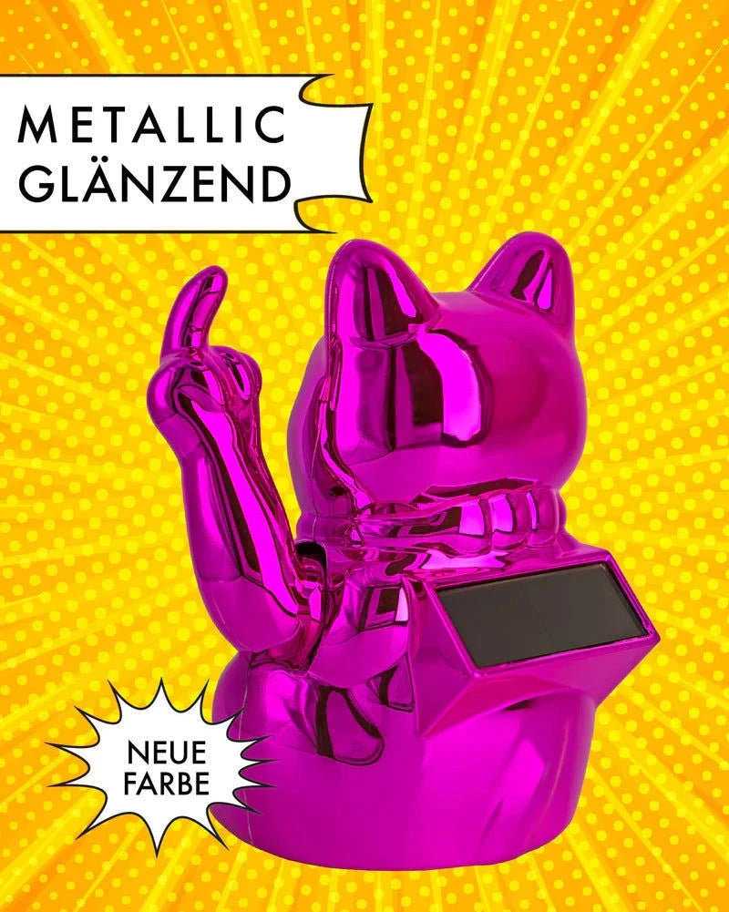 Elektroniktrade SOLAR CAT - METALLIC PINK - Winkekatze mit Stinkefinger elektroniktrade Switzerland