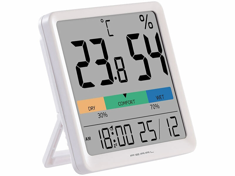 Elektroniktrade Thermo- und Hygrometer mit farbiger Komfort-Anzeige, Uhrzeit & Wecker elektroniktrade Switzerland