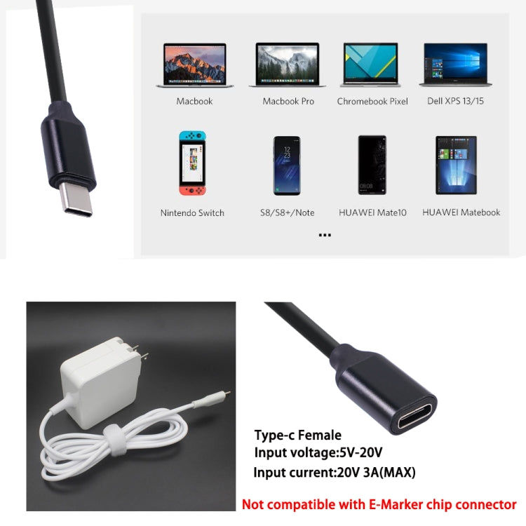 Elektroniktrade Typ-C / USB-C-PD-Kabel mit Stecker und Buchse, Länge: 1,5 m Elektroniktrade Switzerland