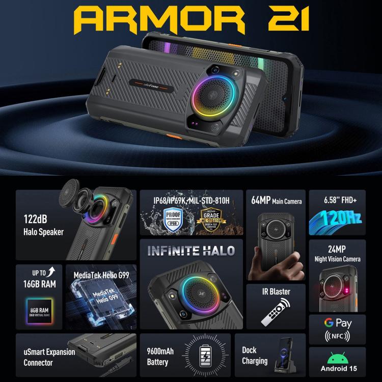 Elektroniktrade Ulefone Armor 21  6,58 Zoll Android 13 MediaTek Helio G99 Octa Core Nachtsicht, 8 GB + 256 GB Elektroniktrade Switzerland