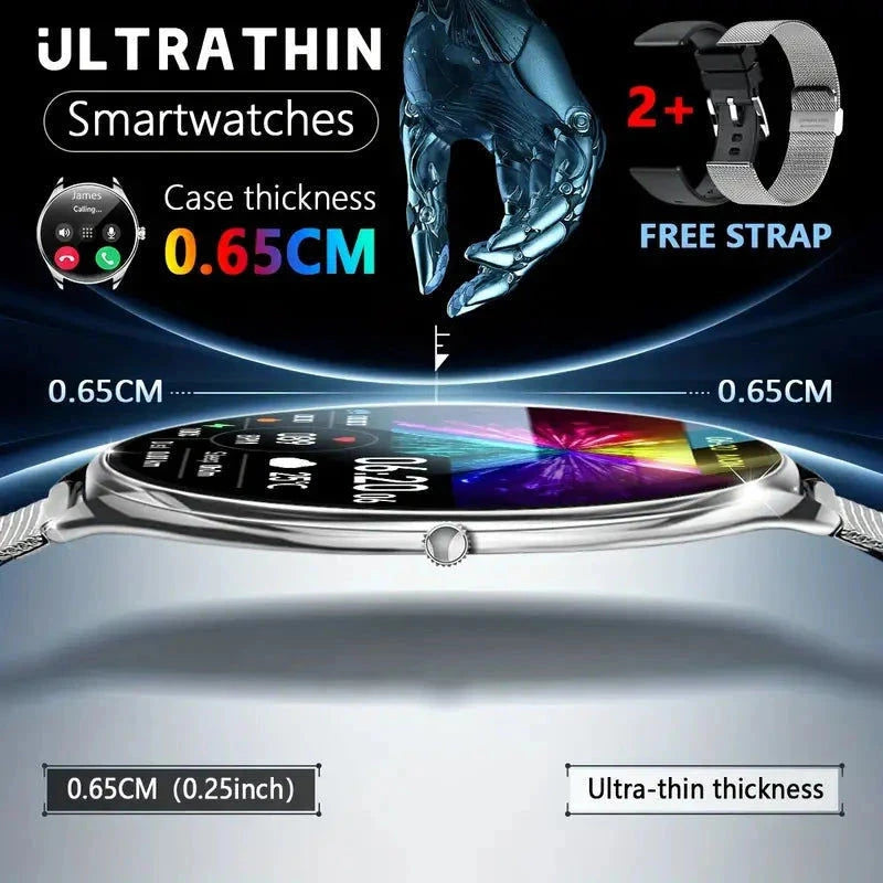 Elektroniktrade Ultradünne, langlebige Smartwatch MT55 für SIe & Ihn mit 5–7 Tage Akkulaufzeit (Silber) elektroniktrade Switzerland