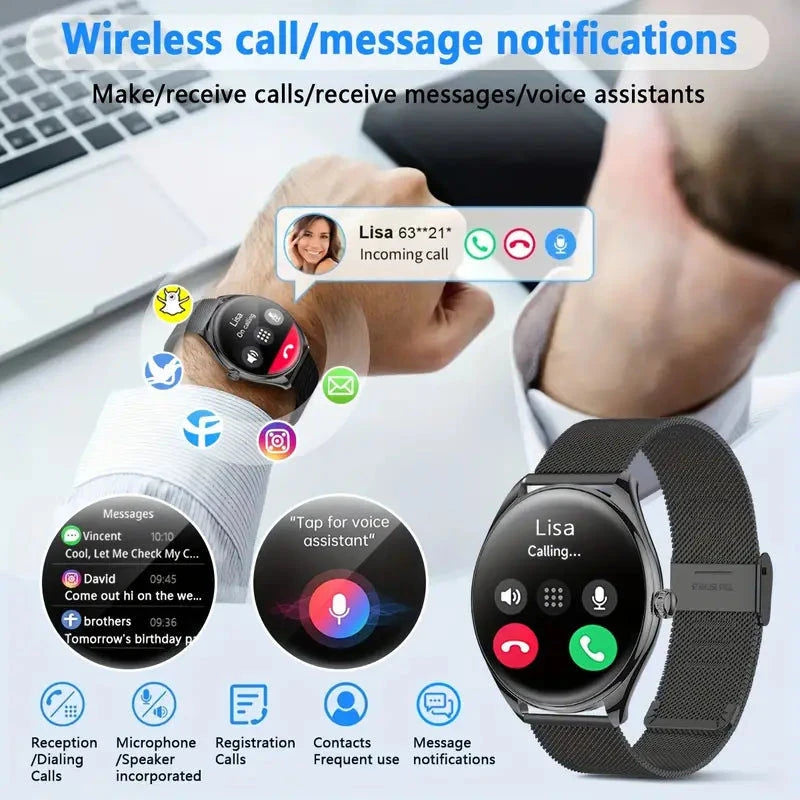 Elektroniktrade Ultradünne, langlebige Smartwatch MT55 für SIe & Ihn mit 5–7 Tage Akkulaufzeit (Silber) Elektroniktrade Switzerland