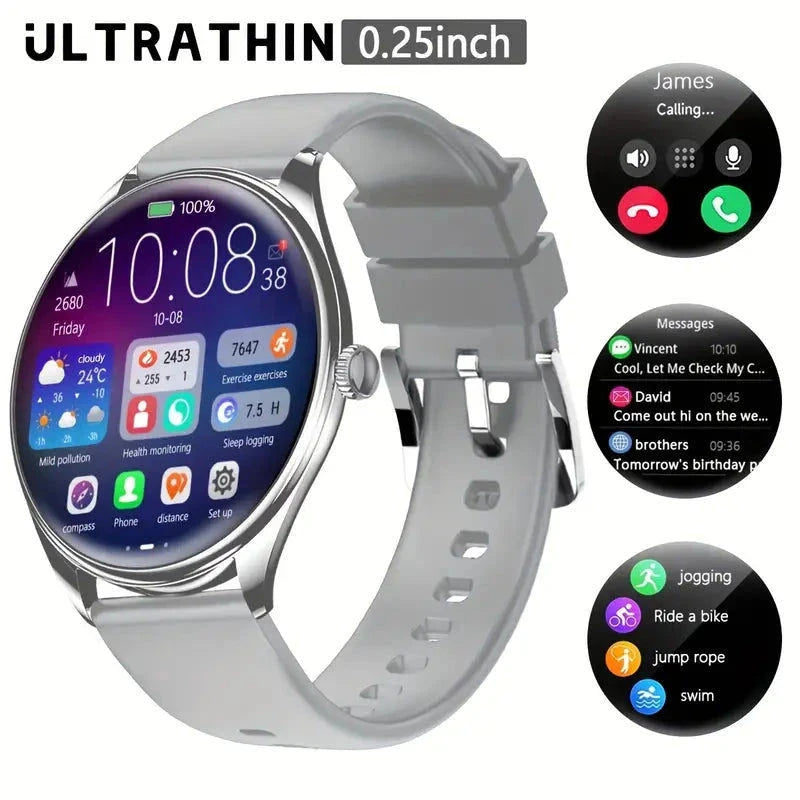 Elektroniktrade Ultradünne, langlebige Smartwatch MT55 für SIe & Ihn mit 5–7 Tage Akkulaufzeit (Silber) elektroniktrade Switzerland